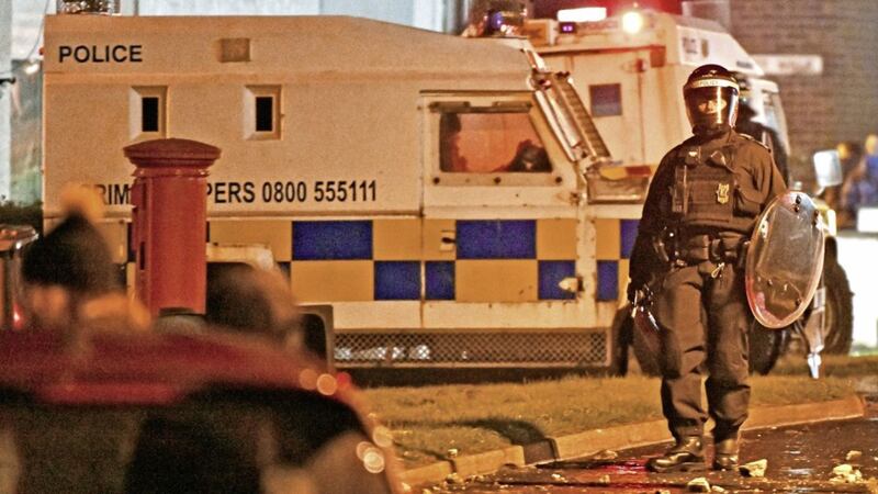 PSNI move in as rioting broke out overnight in Carrickfergus. Picture by Alan Lewis, Photopress 