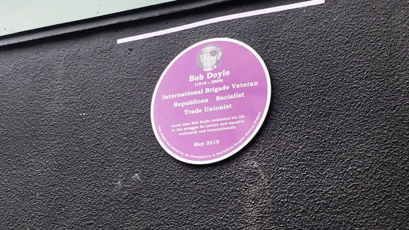 A plaque has been unveiled in memory of Bob Doyle, a Spanish Civil War veteran 