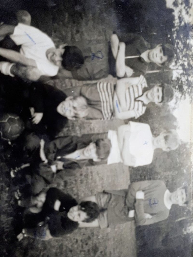 Harry McConkey, second left, with his Magheraveely United team-mates back in 1969