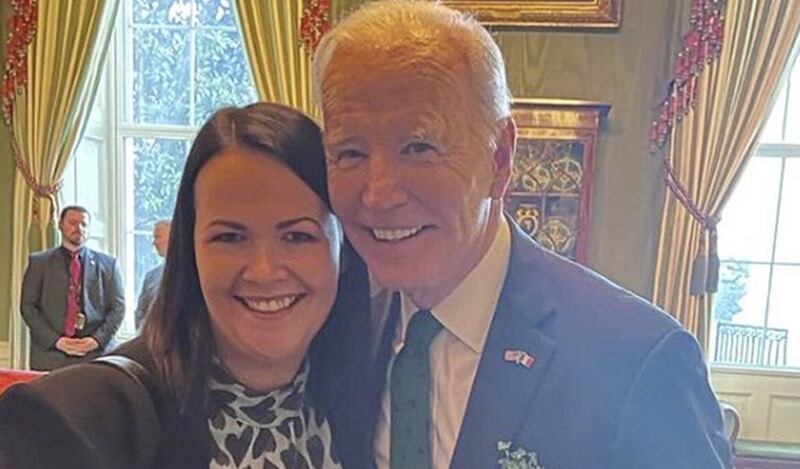 Broadcaster Laurita Blewitt with her third cousin, US President Joe Biden. 