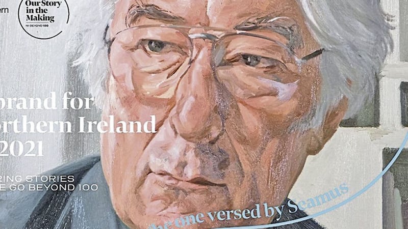 The image of Seamus Heaney used for the &quot;Our Story in the Making: NI Beyond 100&quot;. 