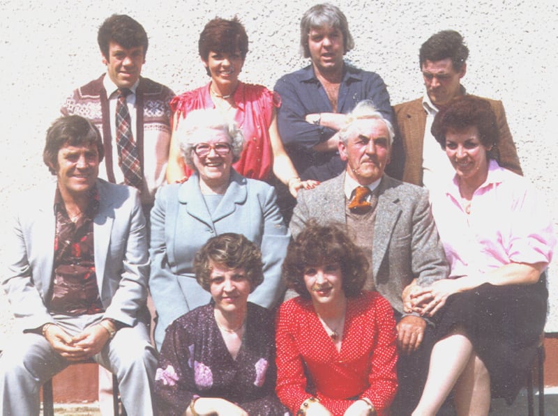 Old family picture of Susan McCann with her mum, dad and seven brothers and sisters