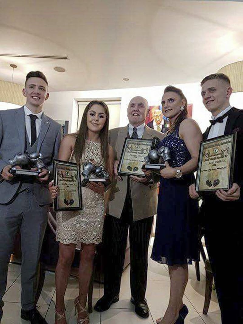 It was a good night for Ulster boxing at Dublin&rsquo;s Louis Fitzgerald Hotel on Friday, with boxers Brendan Irvine, Kurt Walker, Caitlin Fryers and Michaela Walsh all recognised for their medal-winning exploits on the international stage during the past 12 months. Maydown Olympic rising star Cahir Gormley, a bronze medal winner at the European Schoolboy Championships back in July, was the only Ulster fighter from outside of Antrim to receive an award. Joe Ward, the current European and World Elite gold and silver medallist, was named best overall boxer. Ulster stalwarts Brendan Lowe and Eugene Duffy were also honoured for outstanding services to boxing 