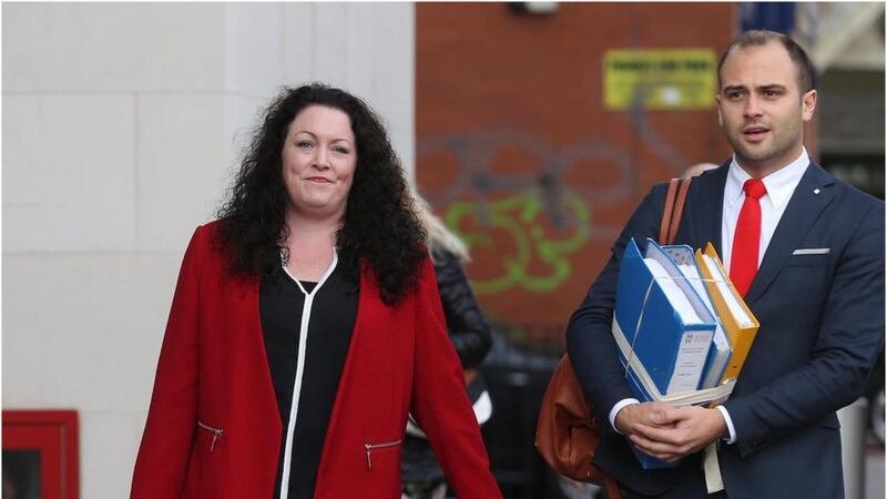 Sex worker rights campaigner Laura Lee at Belfast High Court on Friday. Picture by Hugh Russell 