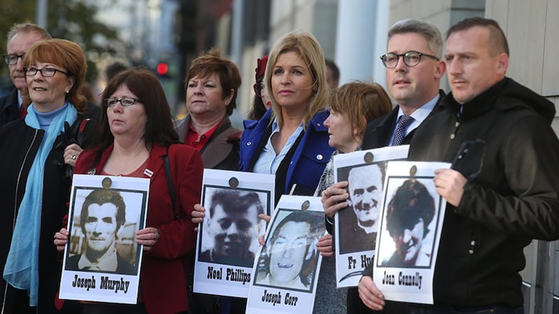 Families of those killed in Ballymurphy outside court this morning along with Sinn F&eacute;in senators Rose Conway-Walsh and Niall &Oacute; Donnghaile&nbsp;