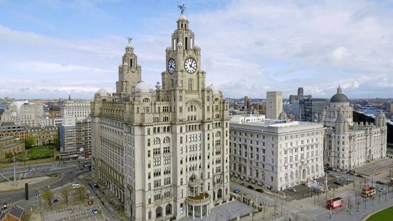 Liverpool&#39;s Royal Liver Building with its big green birds on the top 