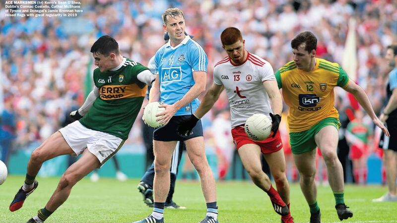 Kerry&rsquo;s Sean O&rsquo;Shea, Dublin&rsquo;s Cormac Costello, Cathal McShane of Tyrone and Donegal&rsquo;s Jamie Brennan have raised flags with great regularity in 2019.&nbsp;