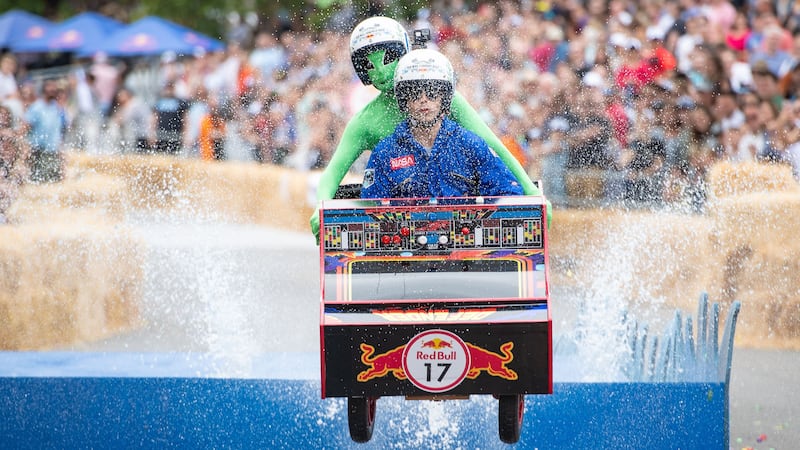 The amateur drivers and crews gathered in London for the colourful annual Red Bull Soapbox Race at Alexandra Park.