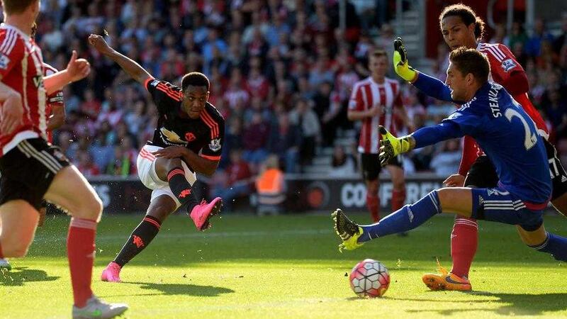 Manchester United's Anthony Martial scores against Southampton