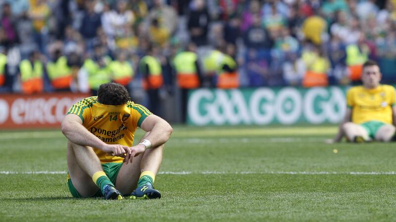 DRIVING FORCE: Donegal skipper Michael Murphy cut a disconsolate figure after last year&rsquo;s All-Ireland final loss to Kerry and he admits the pain of defeat will act as a spur for the Tir Chonaill men this year 