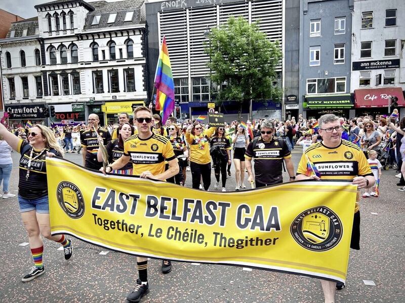 Newly formed East Belfast GAA take part in the Pride parade  Picture: Mal McCann. 