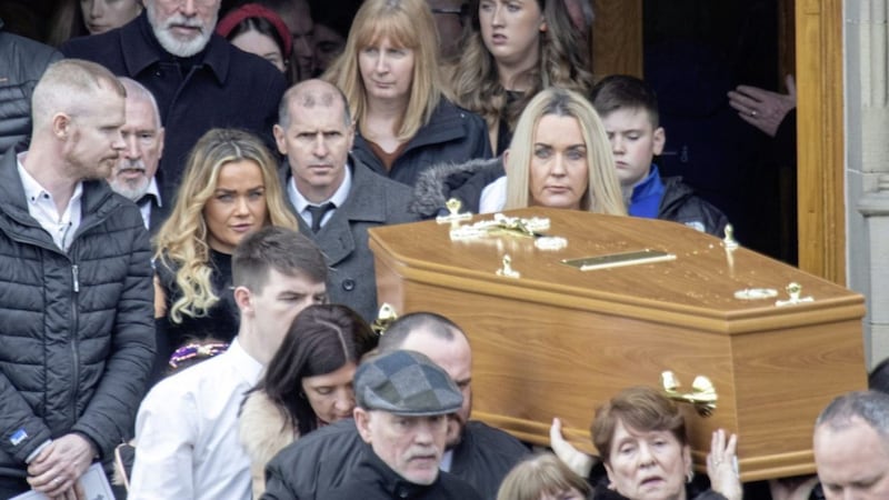 Former Sinn F&eacute;in president Gerry Adams at the funeral of his convicted sex offender brother Liam in Letterkenny 