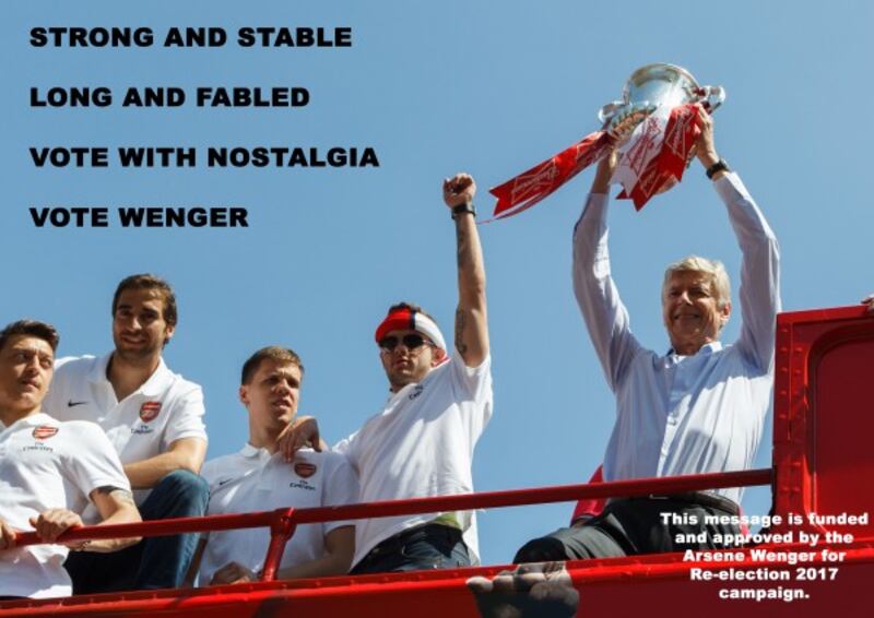 A fictional Arsene Wenger campaign poster