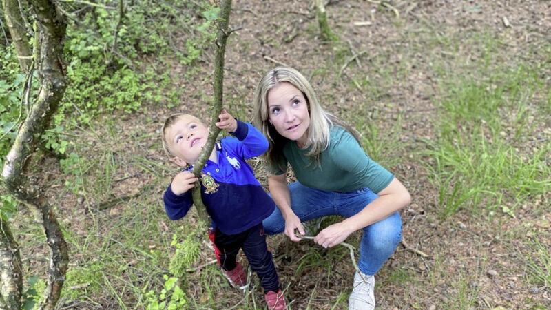 Helen Skelton with her son Louis 