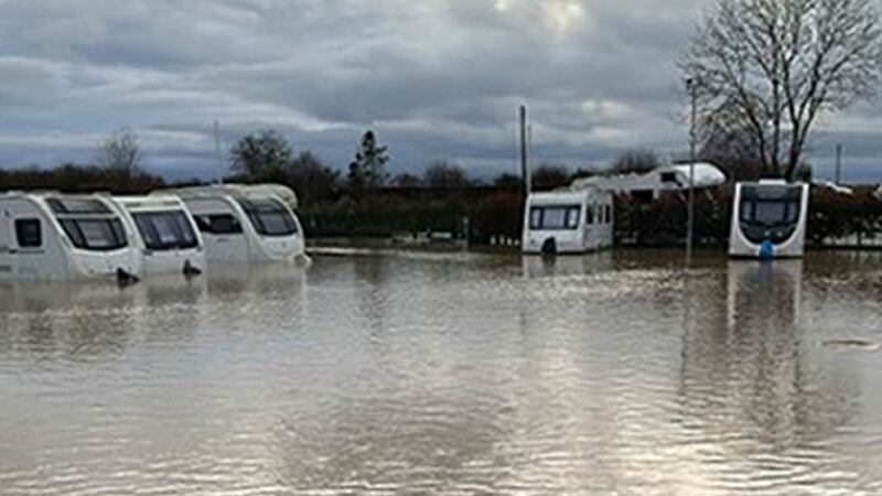Photo by David Walters of a flooded Cresslands Touring Park