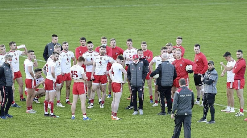 Tyrone players and management in Ballybofey, where they lost to Donegal in Allianz Football League Division One.<br /> Picture Margaret McLaughlin