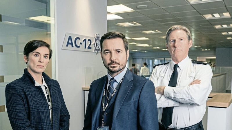 Line of Duty stars Vicky McClure, Martin Compston and Adrian Dunbar. Picture by World Productions/BBC One/PA Wire