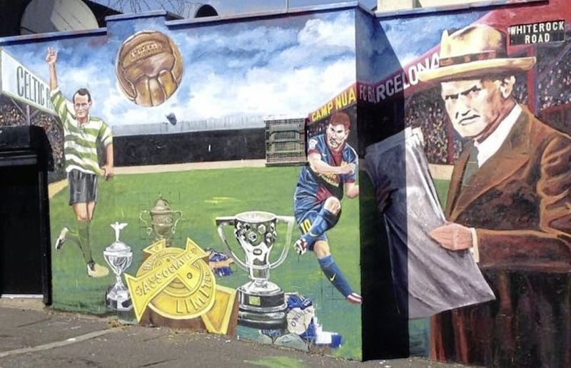 A mural depicting Patrick O&#39;Connell on the Whiterock Road in west Belfast 
