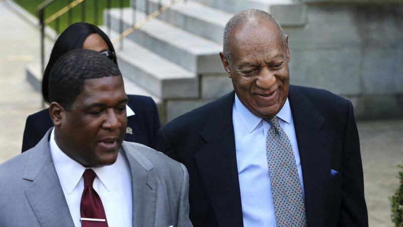 Bill Cosby, right, arrives for a hearing in his sexual assault case on Tuesday. Picture by Mel Evans, Associated Press 
