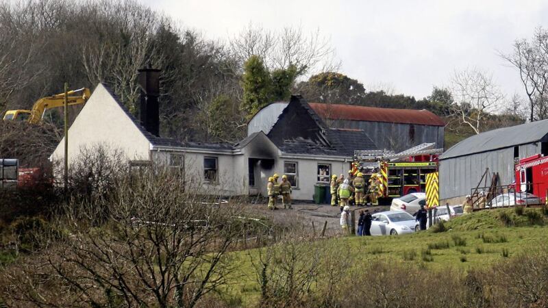 The whitewashed rural bungalow near the border was destroyed in the blaze. Picture by Mal McCann 