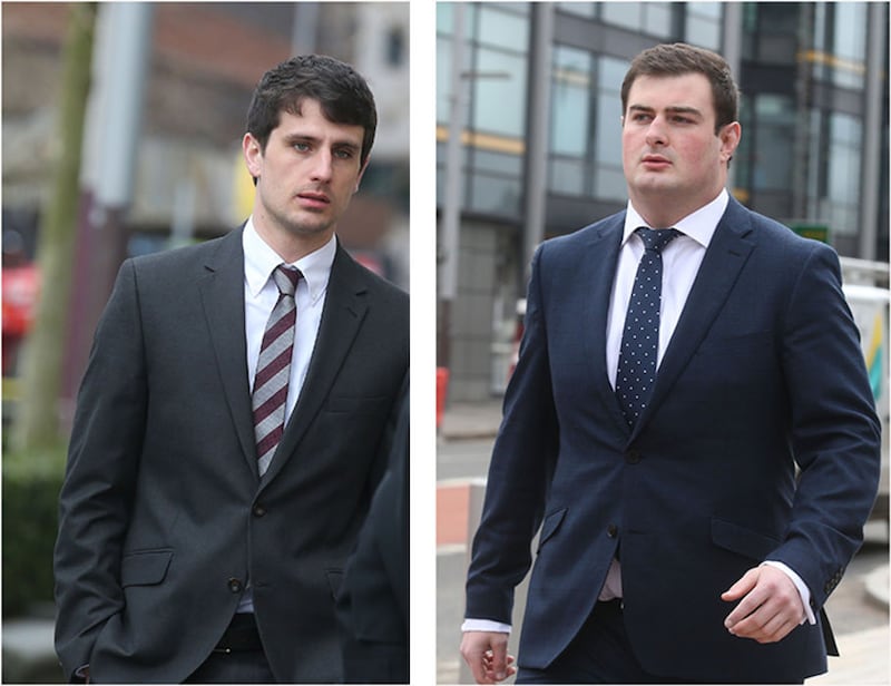 &nbsp;Blane McIlroy (left) and Rory Harrison arriving at court today. Pictures by Hugh Russell