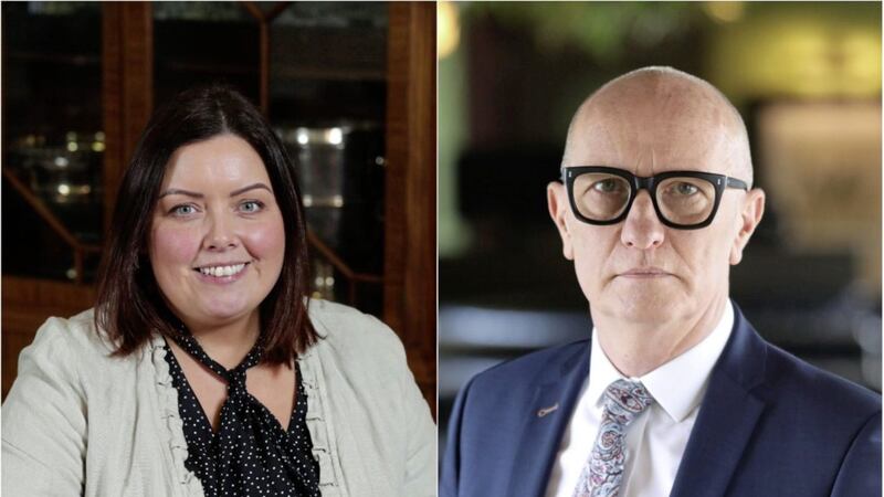 New Communities Minister Deirdre Hargey (left) and chief executive of Hospitality Ulster, Colin Neill 