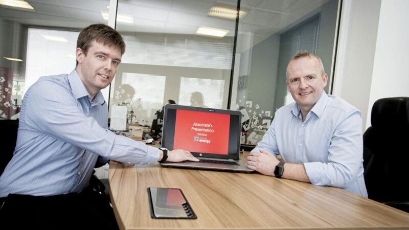 Damian Wilson (right), managing director of Click Energy, with Daniel McGlynn, KTP associate at Ulster University 