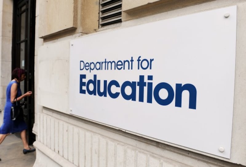 Sign outside the Department for Education in central London.