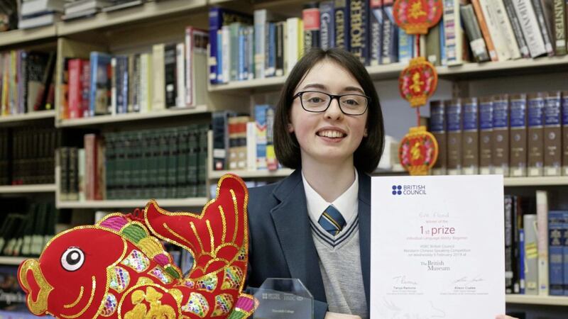 Eve Flood from Thornhill College in Derry scooped the beginners prize in the British Council Mandarin Speaking Competition 