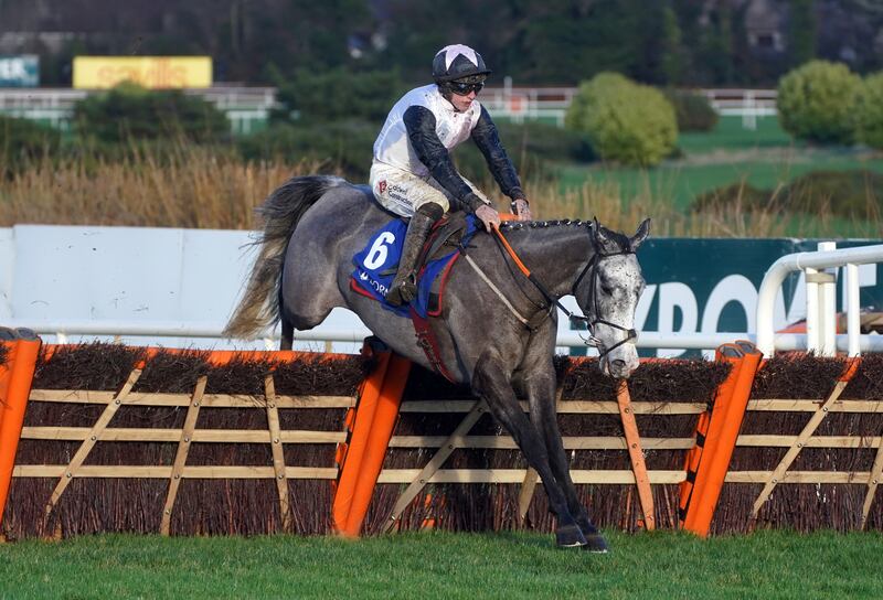 Irish Point ridden by Jack Kennedy clears the last on the way to winning the Jack de Bromhead Christmas Hurdle during day three of the Leopardstown Christmas Festival at Leopardstown Racecourse, Dublin. Picture date: Thursday December 28, 2023.