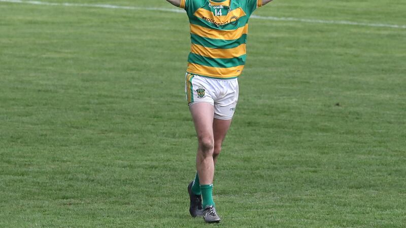 Eoin Bradley celebrates Glenullin's Derry intermediate championship final victory over Banagher. Picture by Margaret McLaughlin