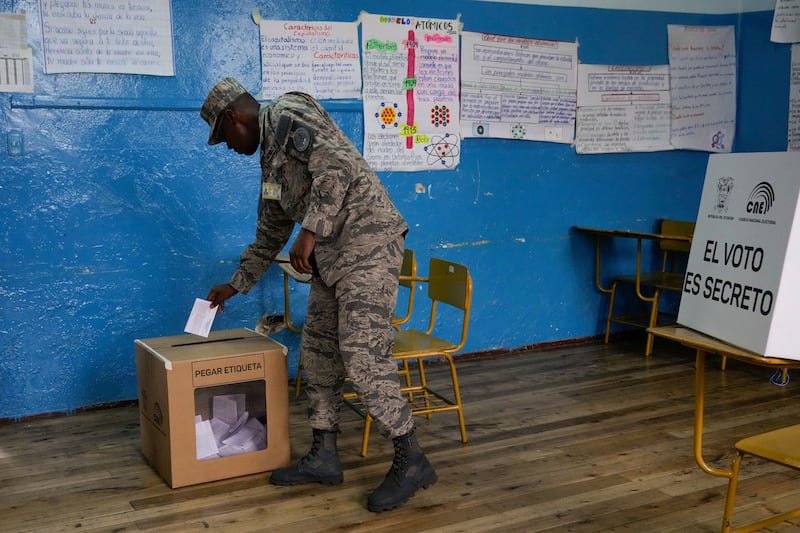 An Air Force soldier votes in the referendum (Dolores Ochoa/AP)