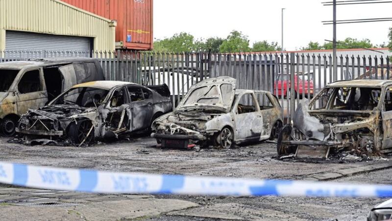 The arson attack on premises within the Pennybridge Industrial Estate in Ballymena happened during the early hours of Wednesday. Picture by Colm Lenaghan/Pacemaker 
