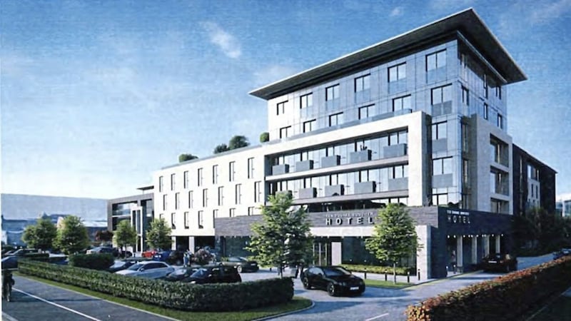 A picture of the proposed Belfast apart-hotel complex on the Apollo Road 