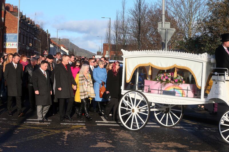 The funeral of five year old Stella Lilly McCorkindale who died following an infection of Strep. Picture Mal McCann.