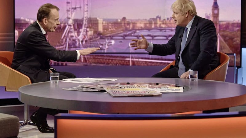 Boris Johnson&#39;s answers to Andrew Marr about why the government hasn&#39;t introduced tougher terror sentencing &quot;came down to arguing the Tories were now under new management&quot;. Picture by Jeff Overs/BBC/PA Wire 