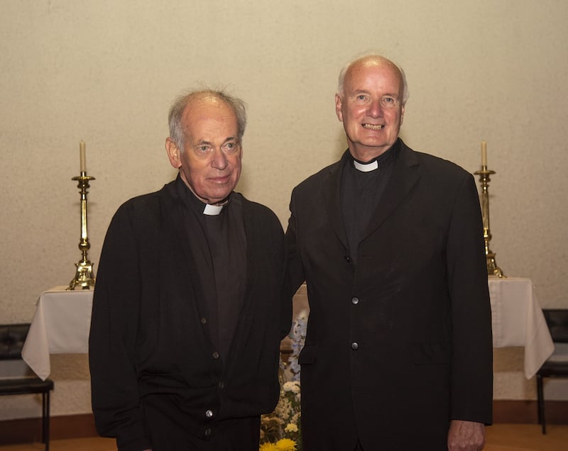 Fr Kevin Mullan and the Rev David Armstrong  as he celebrated the 50th anniversary of his ordination in 2021. Picture by Jason McCartan.