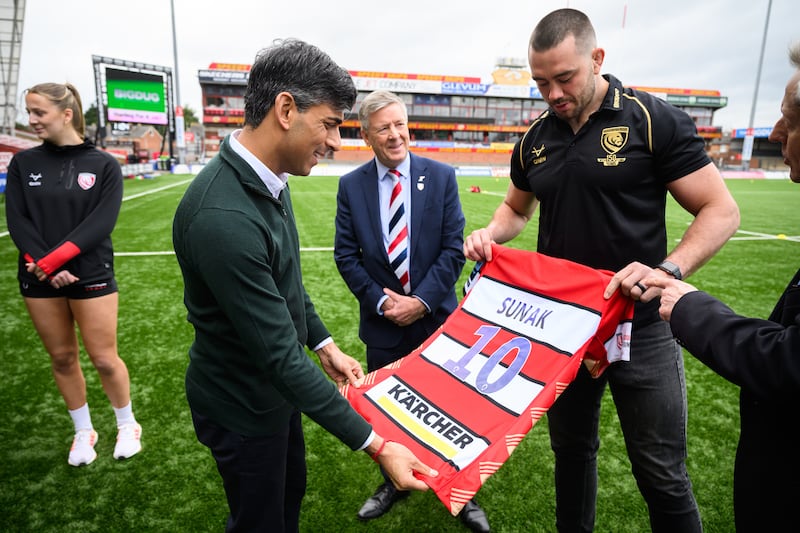 Rishi Sunak was speaking during a visit to Gloucester RFC’s stadium in Gloucester
