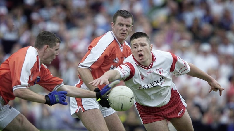 John Toal in the thick of the action in one of the Armagh-Tyrone clashes that signposted the early 2000s Picture: Hugh Russell 