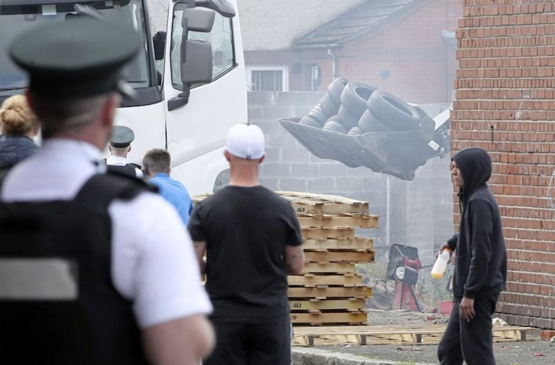 Tyres were removed from the site of a bonfire near the Ravenhill Road
