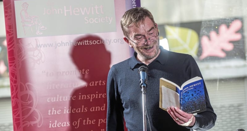 Ballymena actor Vincent Higgins reading at the launch of the 30th John Hewitt International Summer School. During the July event he will be performing in the play Green and Blue, as well as in a panel discussion exploring the legacy of John Hewitt 