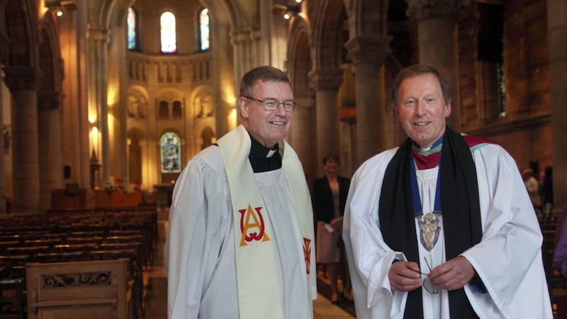 Belfast Dean John Mann (right) pictured with Fr Edward O'Donnell. Picture by Ann McManus
