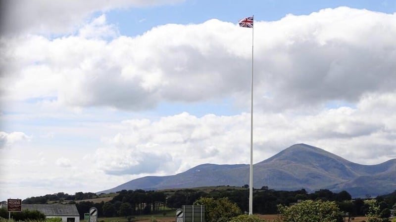 The giant flagpole that towers over the Co Down village of Clough. Picture by Mal McCann 