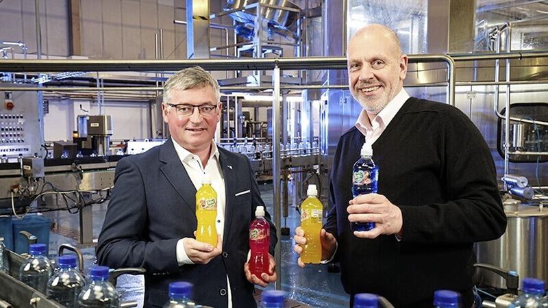 Classic Mineral Water owner Liam Duffy (left) with Invest NI&#39;s John Hood. 
