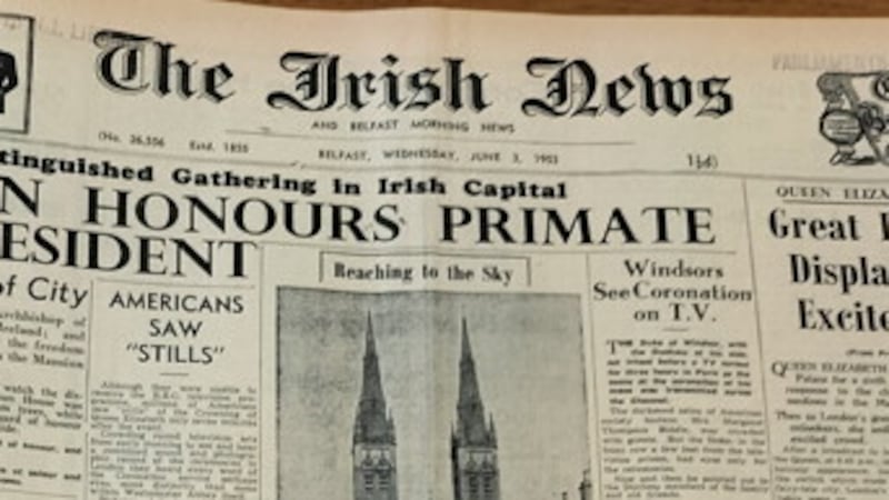 The Irish News front page June 3, 1953 