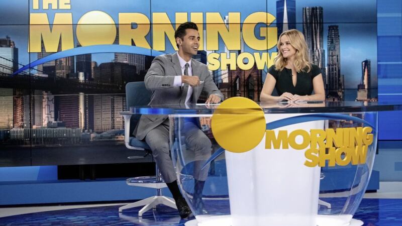 Hasan Minhaj as Eric, Reese Witherspoon as Bradley Jackson in The Morning Show 