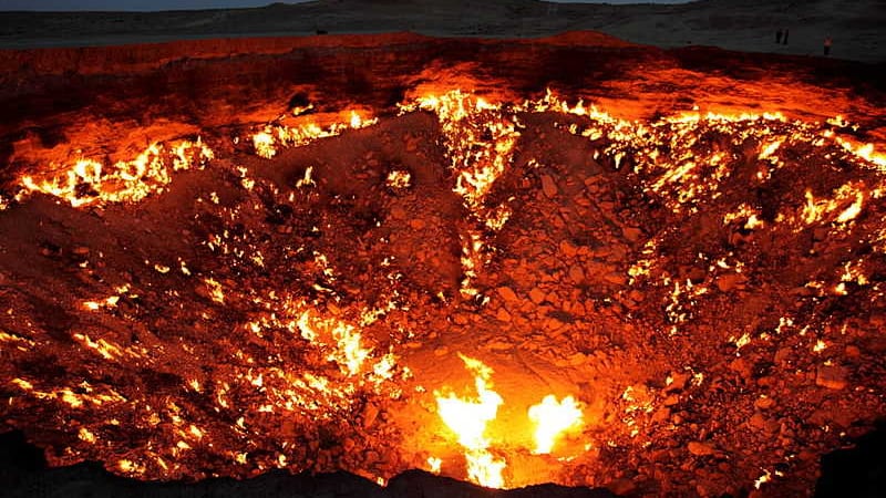 The Door to Hell, Turkmenistan. The natural gas crater has been burning since 1971. Picture from <a href="https://www.flickr.com/photos/flydime/4671890969/" title="https://www.flickr.com/photos/flydime/4671890969/">Flickr&nbsp;</a>