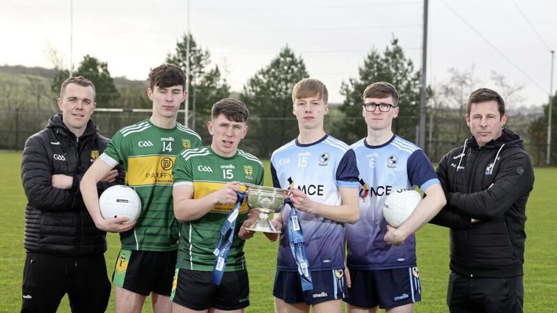 Niall Kelly (extreme left) will be on the sideline as St Joseph&#39;s, Donaghmore go for Maclarnon Cup glory against Rathmore, Belfast on Friday 