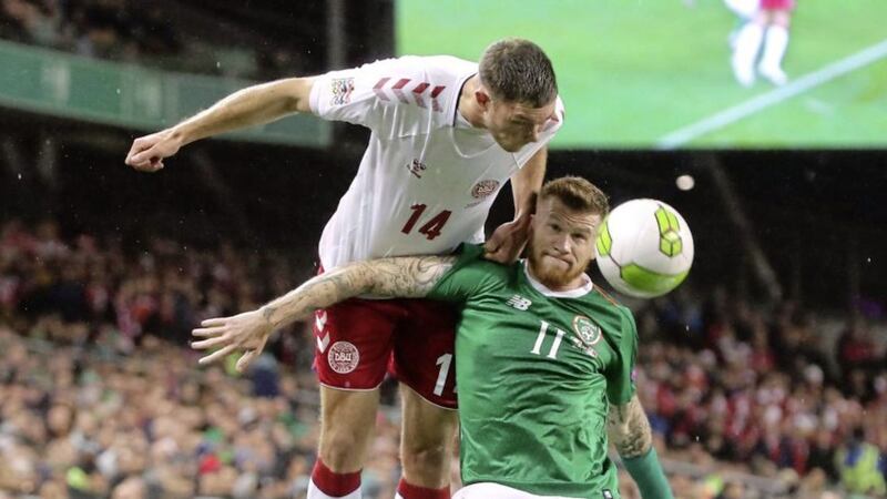 Denmark&#39;s Henrik Dalsgaard (left) and Republic of Ireland&#39;s James McClean battle for the ball during Saturday night&#39;s clash. Boss Martin O&#39;Neill has showered praise on the Derry man&#39;s attitude ahead of tonight&#39;s Wales clash 