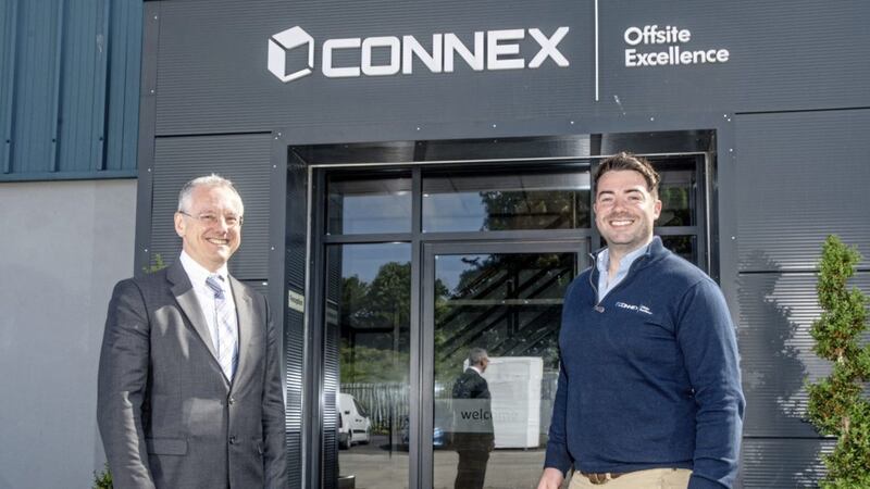 Connex Offsite managing director Brendan Doherty (right), with Invest NI boss Kevin Holland. 